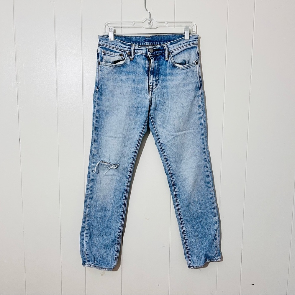 Levi’s 511 Slim Fit Jeans Men’s 30x34 Altered 29x28 Light Wash Distressed Denim
